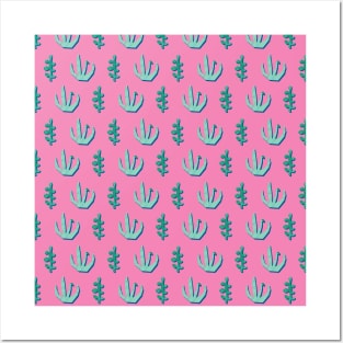 Abstract Papercut Plants On Pink Posters and Art
